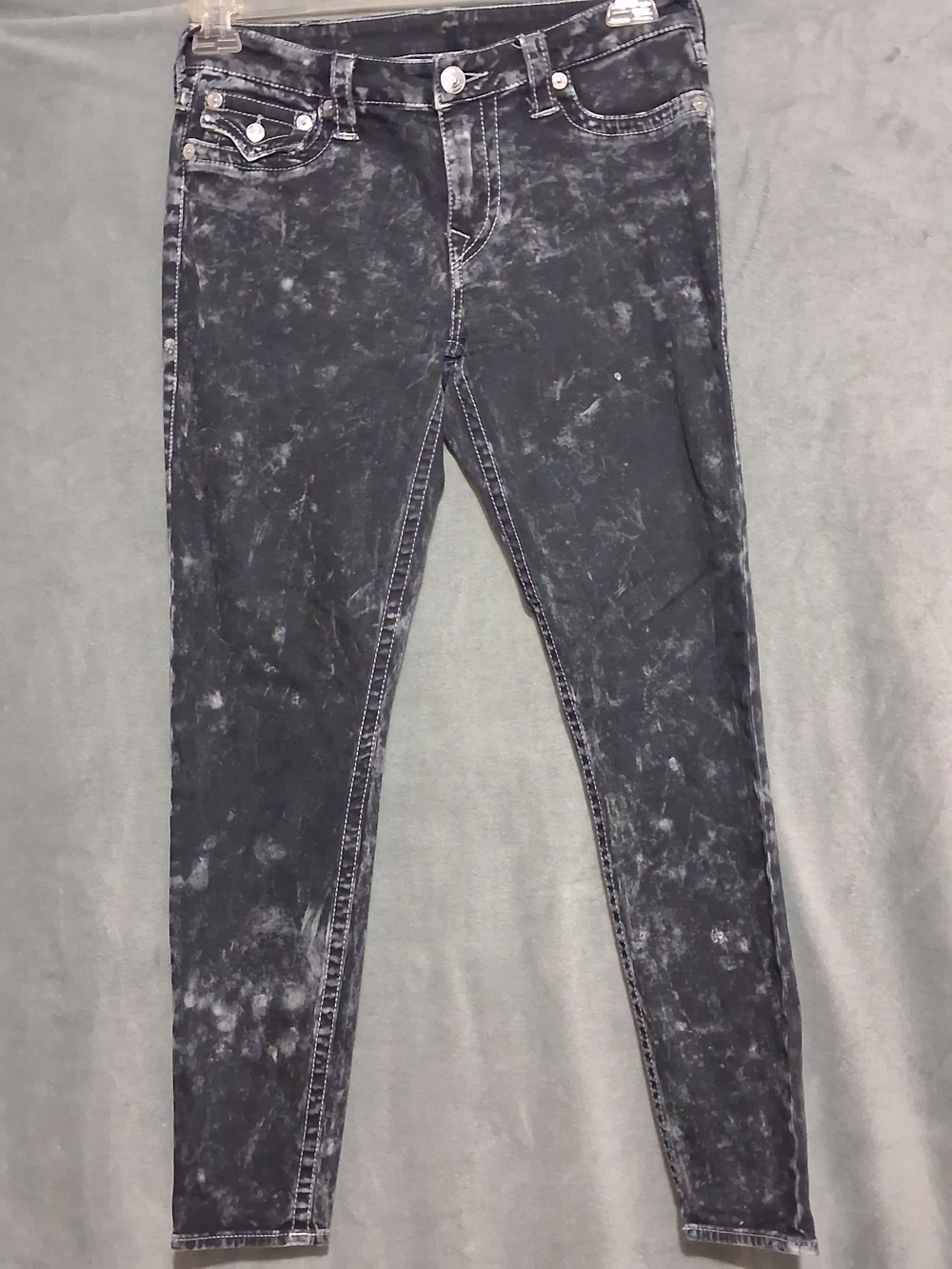 True Religion Skinny Jeans Leggings Acid Wash Black Womens Size 30